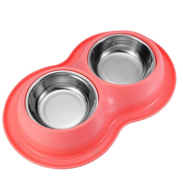 POPETPOP Cuenco Doble para Perros De Acero Inoxidable Antideslizante Comedero Doble Alimentador Lento Agua…