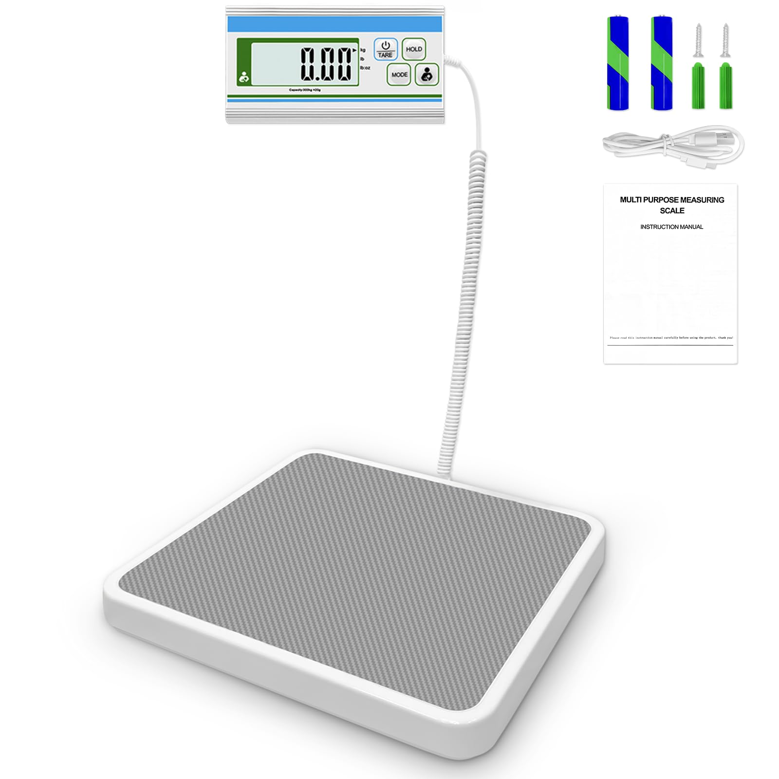 Medizinische Bodenwaage (300 kg), professionelle Arztwaage mit Digitalanzeige, hohe Genauigkeit und robuste Körperwaage, tragbare Gewichtswaage für Zuhause und Krankenhaus