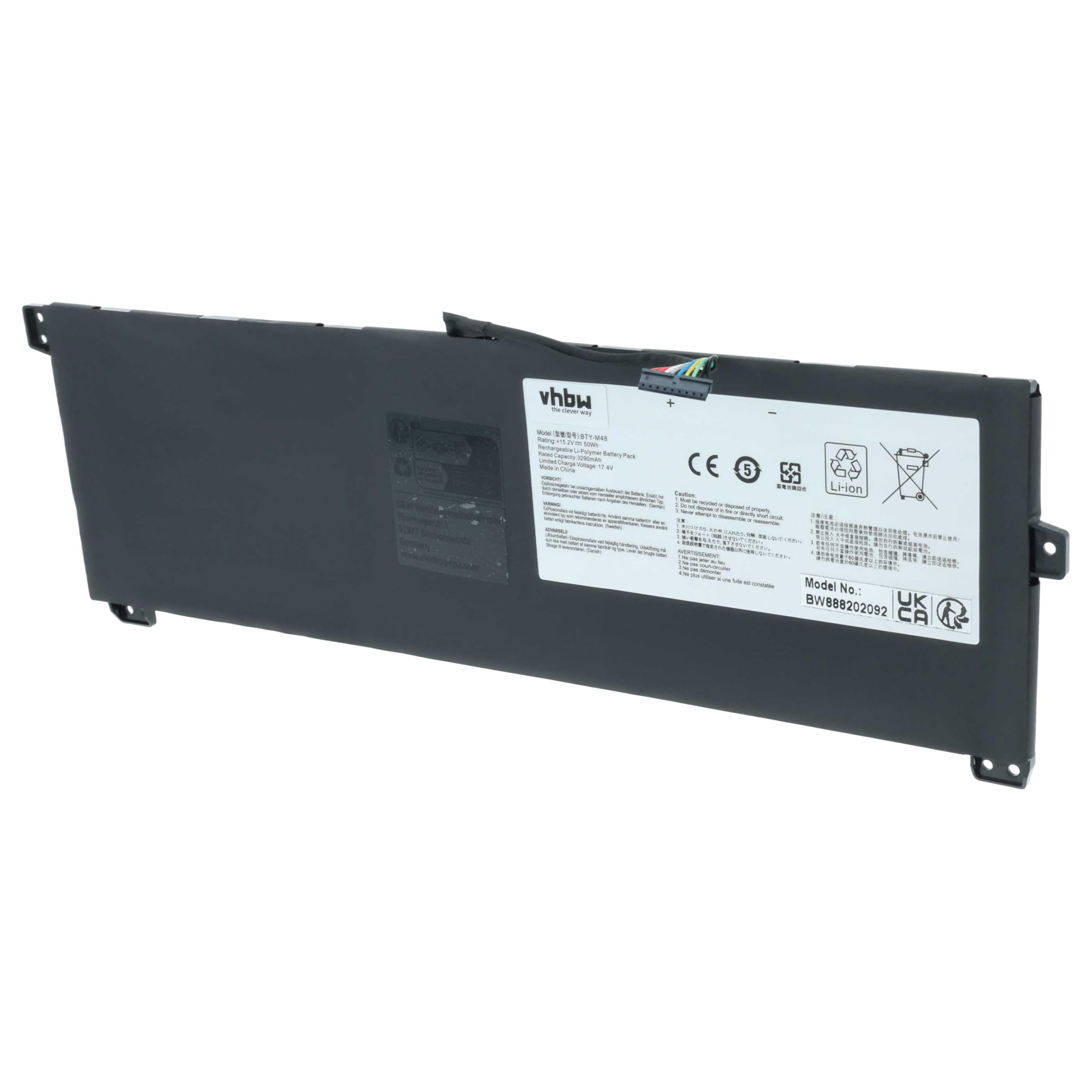 vhbw batteria sostituisce MSI BTY-M48, 4ICP5/41/119 per notebook (3250mAh, 15,2V, Li-Poly)