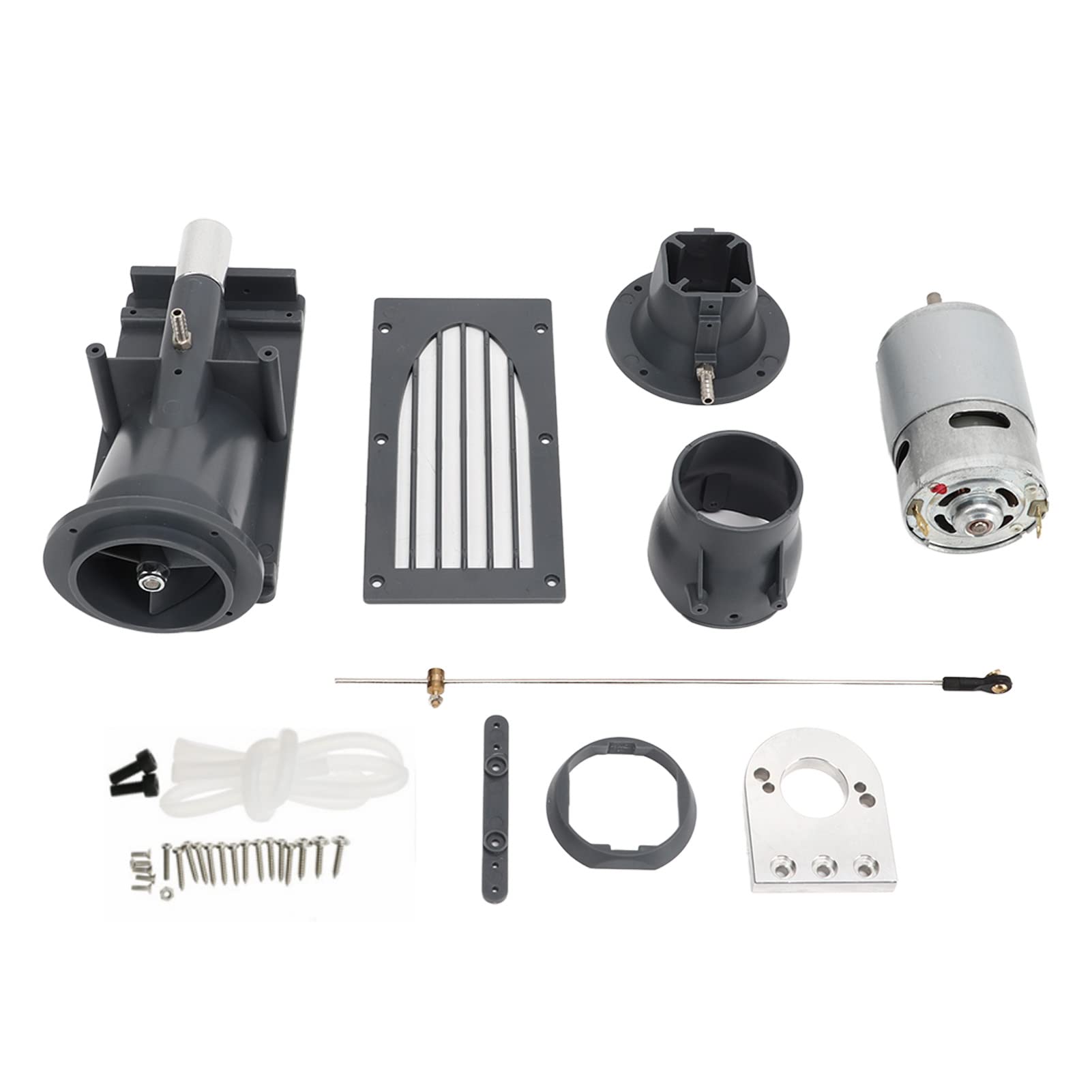 40 mm RC zestaw silników do łodzi z silnikiem szczotkowym 775, trwały silnik strumienia wody ze stopu tworzywa sztucznego, do kadłubów statków RC 80-120 cm (szary)