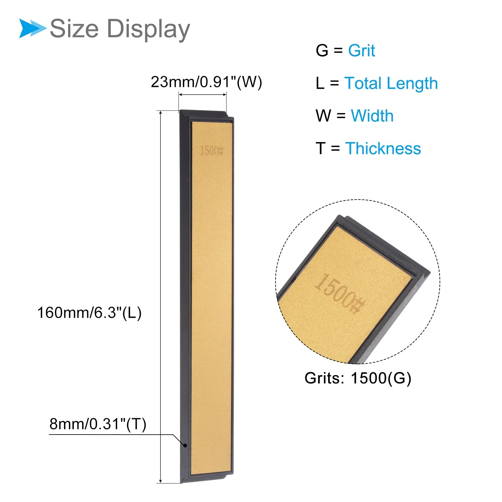 CoCud Diamond Sharpening Stone, 1500 Grit 6" x 0.8" Total Size, Titanium Coated Whetstone Sharpener Abrasive Tool - Image 2