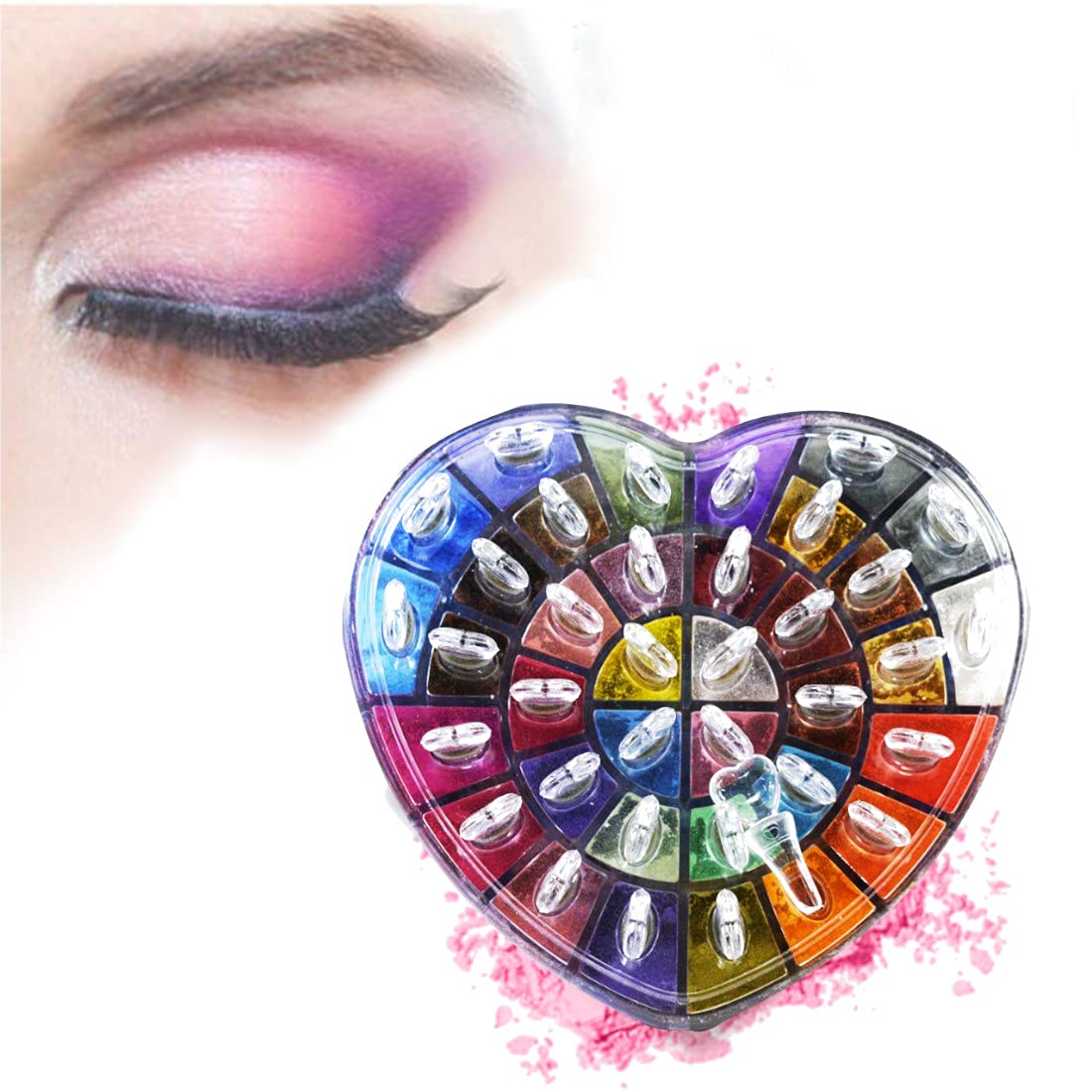 24 color eyeshadow palette | shimmer eyeshadow powder palette | long-lasting and waterproof eyeshadow palette, Multicolor Shimmery Finish