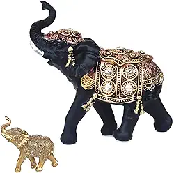 Elefante Decorativo Em Resina Indiano Sabedoria Sorte (J200preto)