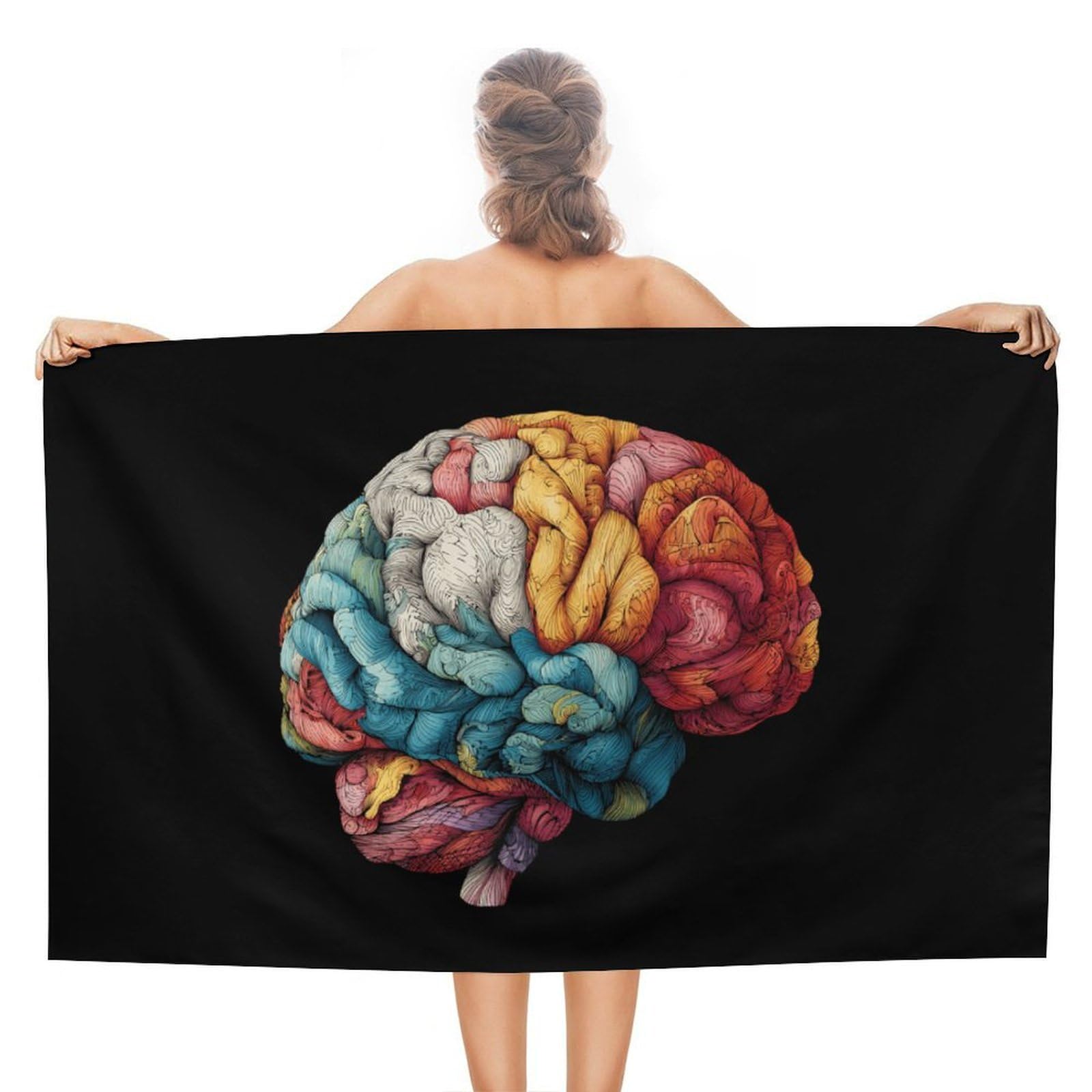 CGSBNGHA Colorful Brain Beach Towels Soft Bathroom Bath Pool Swim Towels for Women Men
