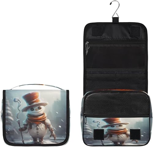 Miniatura 2 de Art Christmas Snowman Decor Toiletry Bag for Women, Travel Makeup Organizer with Hanging Hook, Traveling Cosmetic Bags for Toiletries Accessories