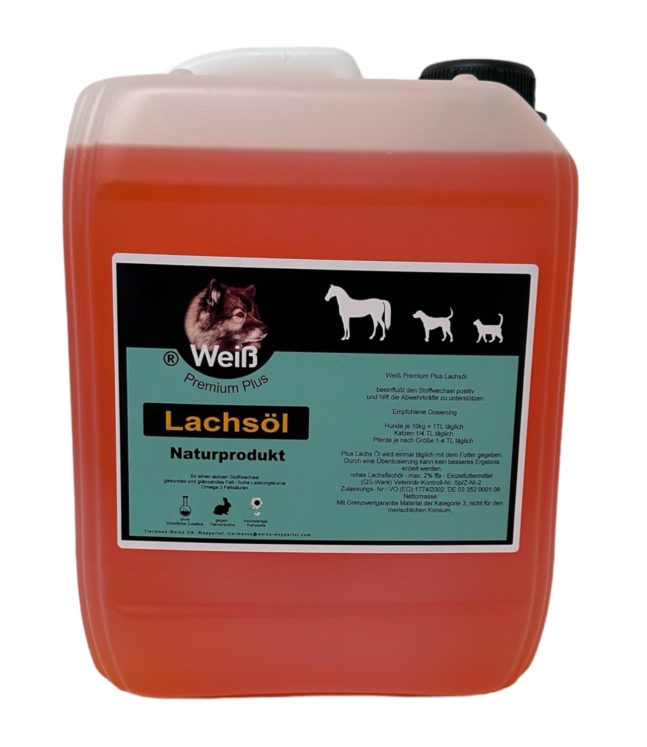 Lachs-Öl reines Fischöl für Hunde 10L