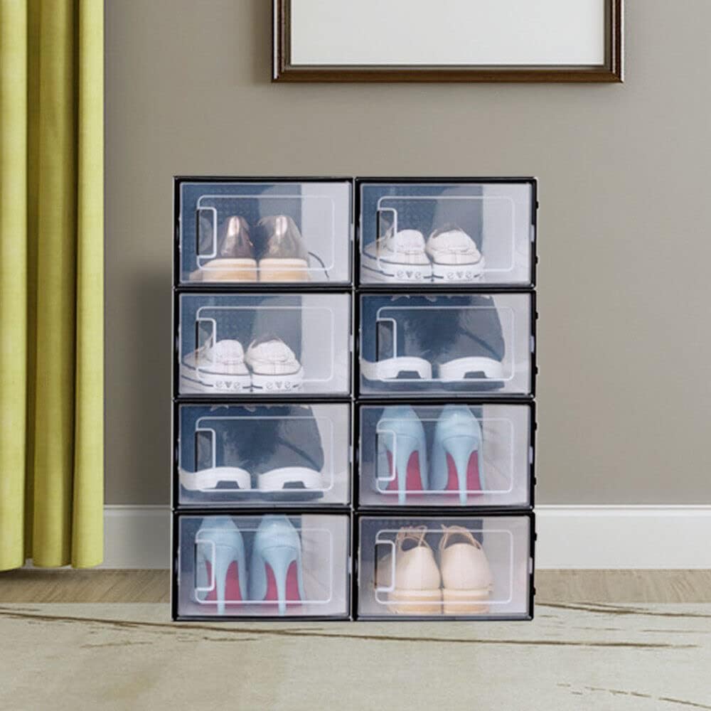 Schuhboxen 8er Set Schuhkarton Faltbare Schuhboxen Stapelbar