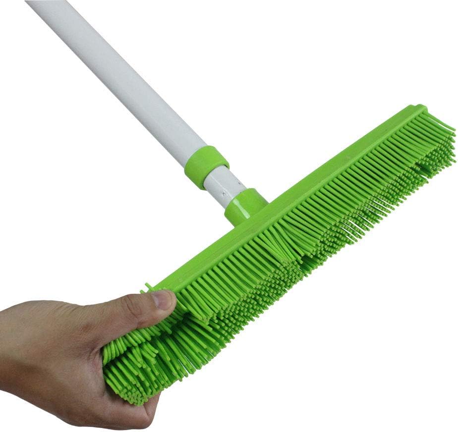 GLOYY Long Handle Push Broom with Soft Rubber Bristles