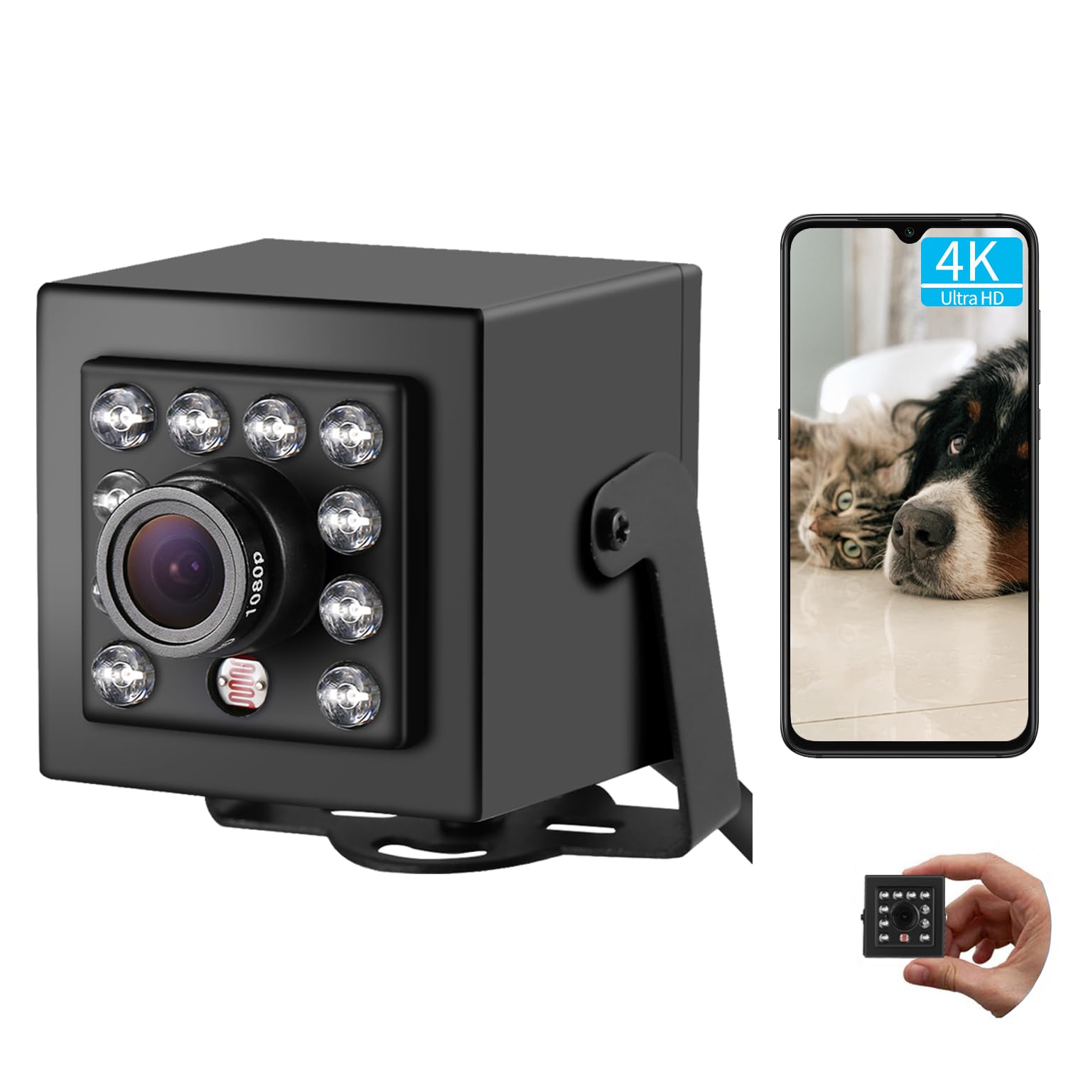 REVODATA Mini 5MP PoE Security Camera, 940nm Invisible IR Night Vision, 3.6mm Lens(75° FOV), 5 Megapixels@20fps, Ultra HD IP Cam for Indoor Home