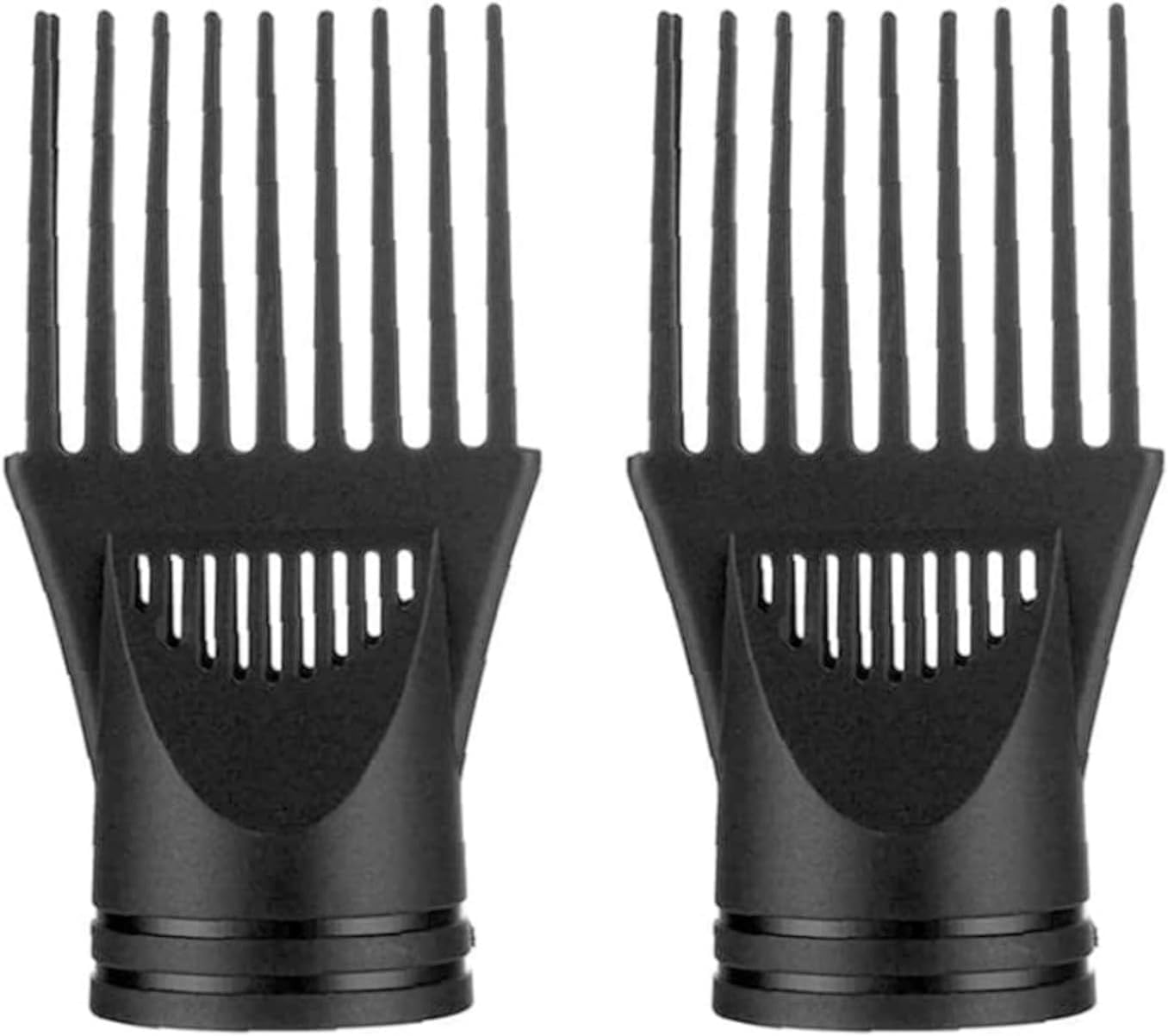 Difusor de secador de pelo negro, 2 unidades, profesional, universal, para peluquería, cubierta de viento, boquilla de fijación de peine, alisado negro, secadores de pelo y accesorios, difusores de