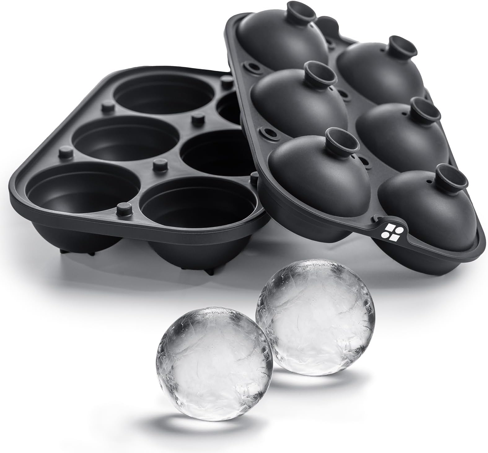 Ice Cube Molds – Large Silicone Ice & Sphere Mold Combo with Built-In Easy-Fill Funnel 2-Inch Round & Square Whiskey Ice Molds for Cocktails & Bourbon