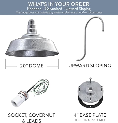 Miniatura 6 de Steel Lighting Co. Redondo - Luz de granero  Montaje en pared al aire libre  Cúpula de 20 pulgadas  Cuello de cisne ascendente  Luz grande de