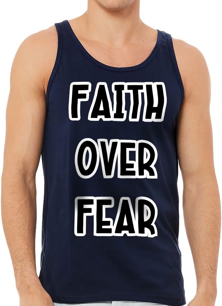 Faith Over Fear Tank - Graphic Workout Tank - Word Print Jersey Tank