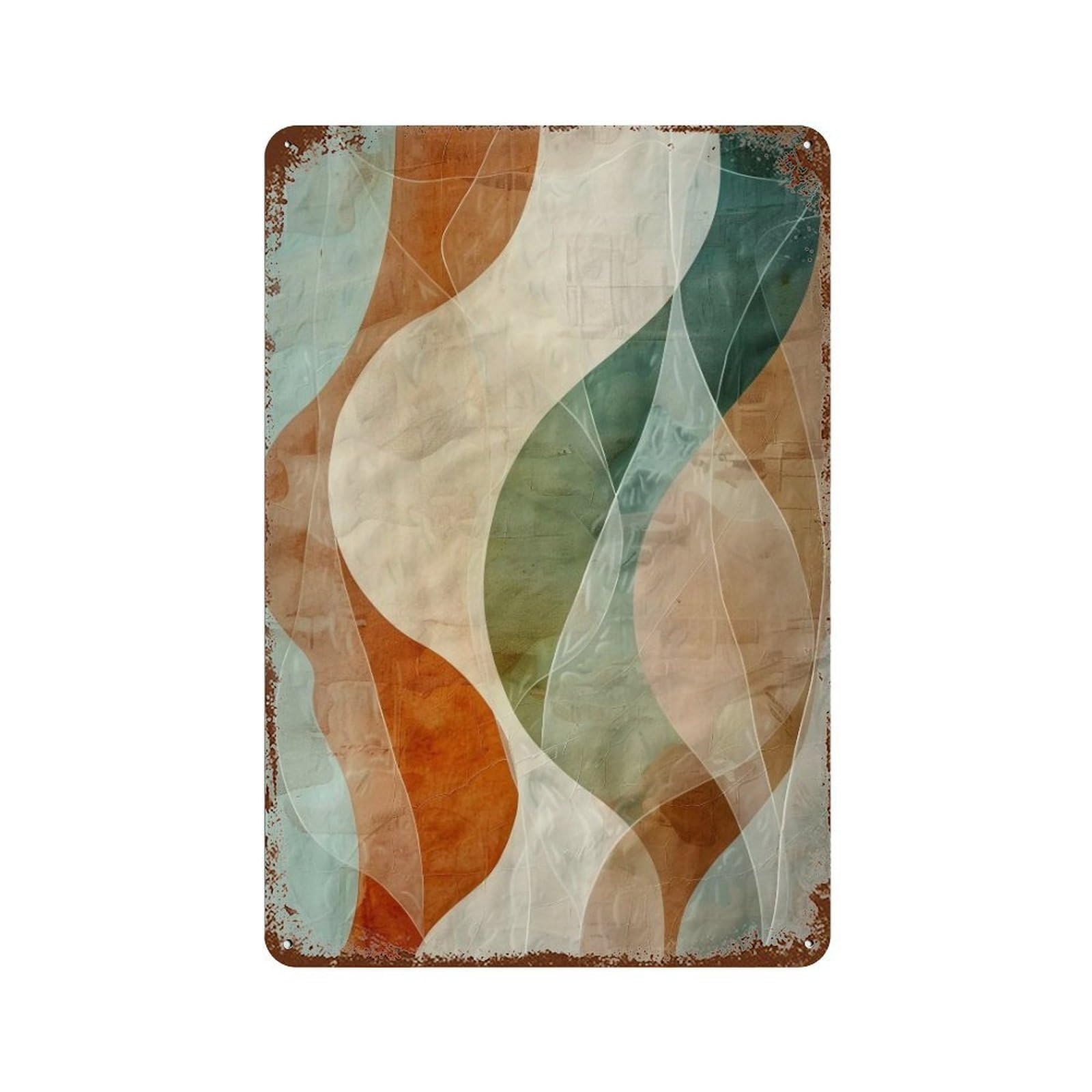 Wujhgrsg Style Retro Textured Curved Earth Abstract Shapes 02 Wall Art Retro Iron Vintage Metal Tin Sign Poster Modern Decor For Home Cofffee Club Bar Shop 30X20cm