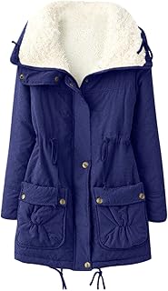 BOTCAM Coat Women's Elegant Hooded Jacket Long Softshell Jacket Long Sleeve Parka Quilted Coat Zip Pockets Transition Jacket Windproof Plain Trench Coat Cosy Winter Coat S-3XL
