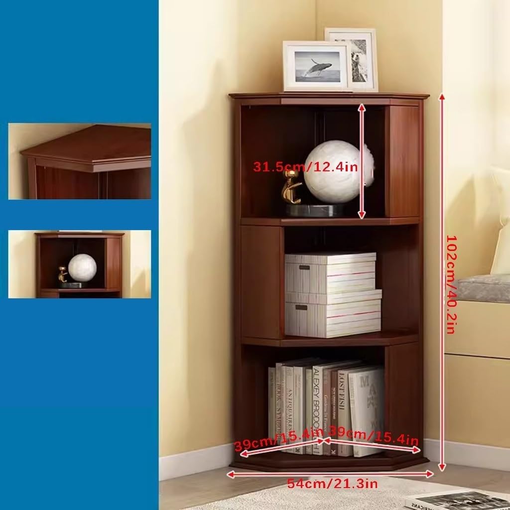 Amazon.com: JQUAL 3 Tier Triangle Corner Bookshelf, Rustic Corner