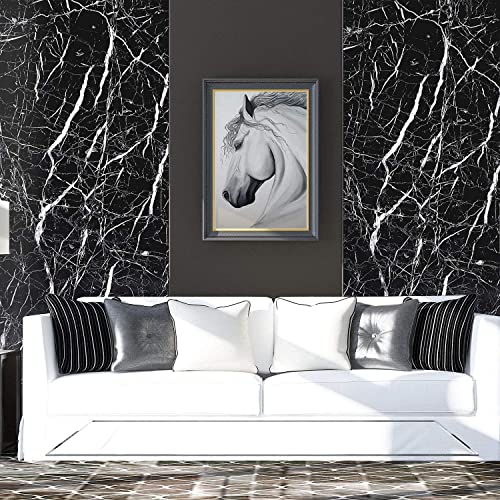 Image of Hotegxa Self-Adhesive Kitchen Wallpaper, PVC 3D Wall Sticker Oil Proof & Waterproof, Kitchen Backsplash Black Stickers Wallpaper for Hotel /Living Room, Bedroom & Cafe Walls - 60cm x 200cm (Pack of 1)