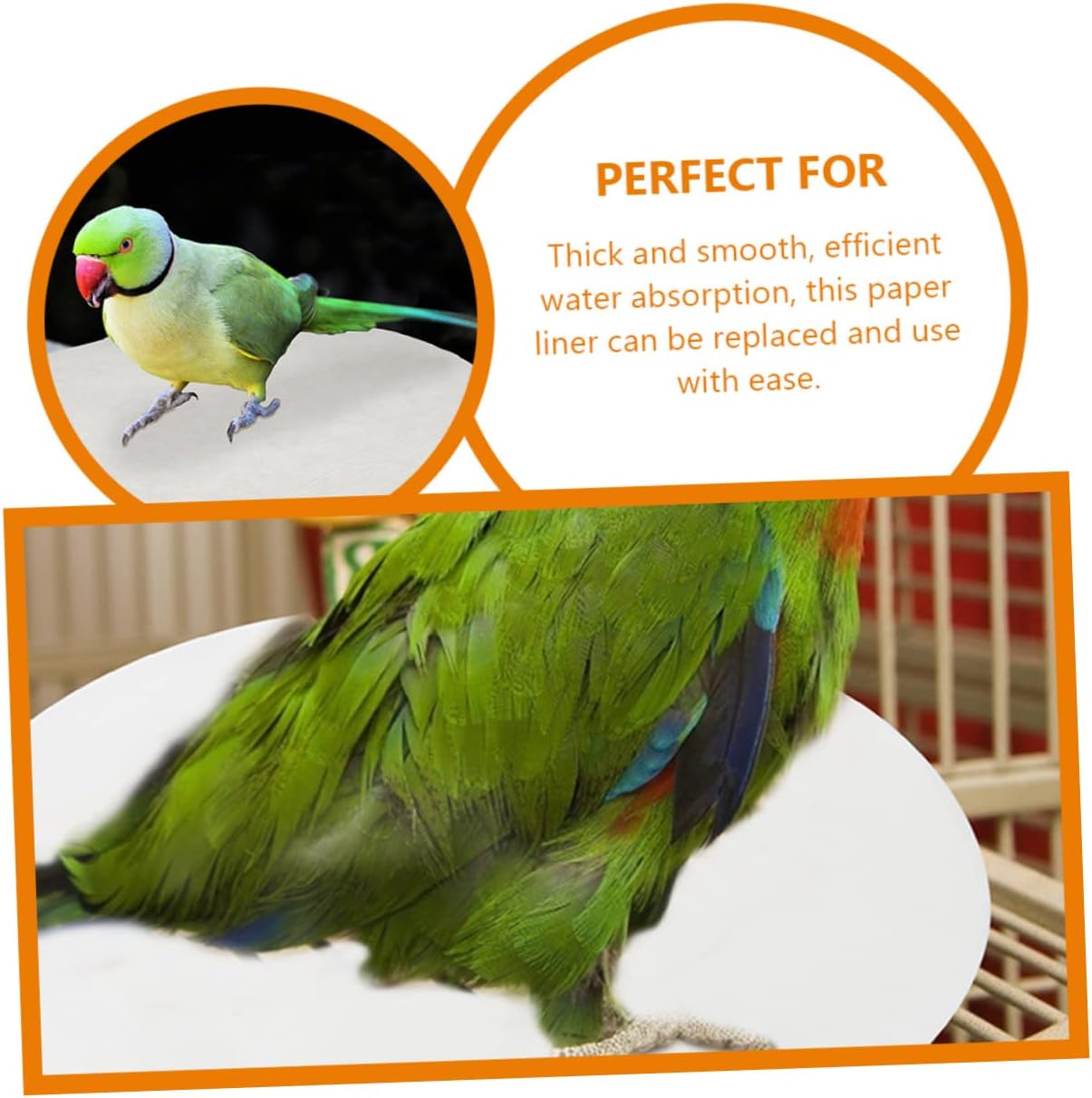 WOONEKY 100Pcs Parrot Cage Liner Bird Cage Mats for Easy Cleaning Cushion for Healthy Environment No Fits Cages