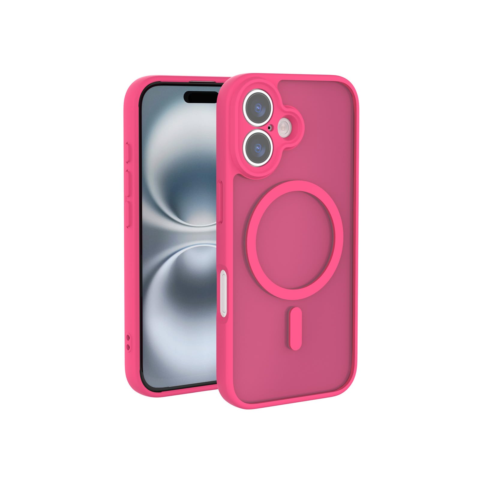 Coque iPhone 16 rose vif magnétique et mate transparente de 6,1 pouces pour MagSafe - 8