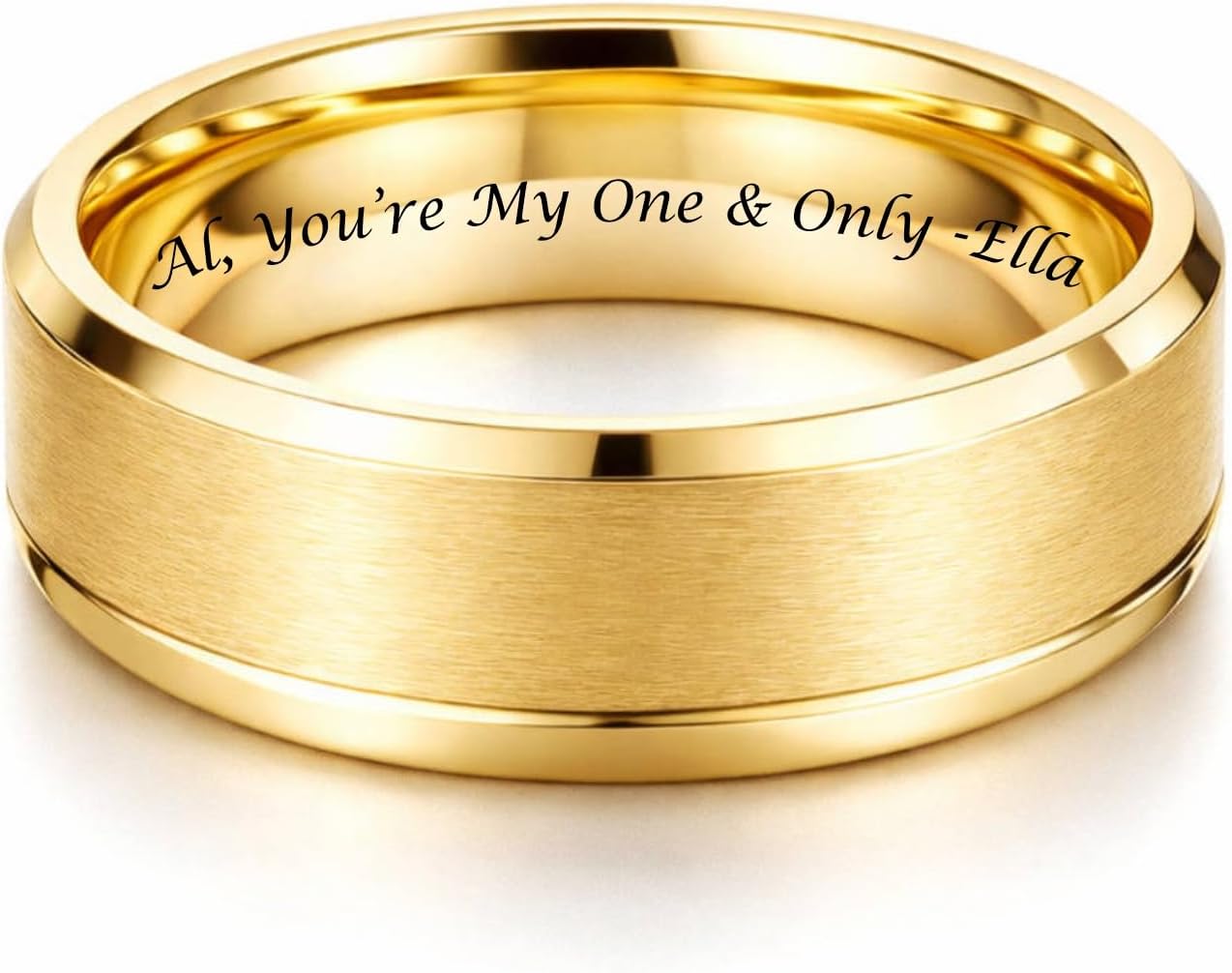 Personalized 24K Gold Plated Tungsten Ring Custom Engraved Free - Men's Wedding Band - Gift For Him, Free Engraving, In Any Langauge - Ships from USA