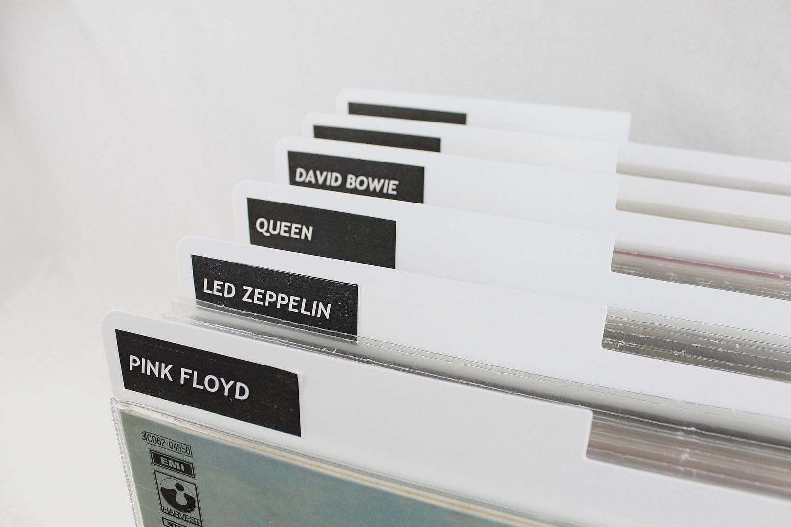 separatore divisore classificatore in PVC BIANCO con LINGUELLA per dischi in vinile formato LP 33 giri 12" Maxi Single (30)