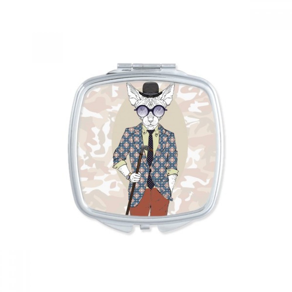 Miroir carré compact aquarelle chien de taille idéale pour sac à main