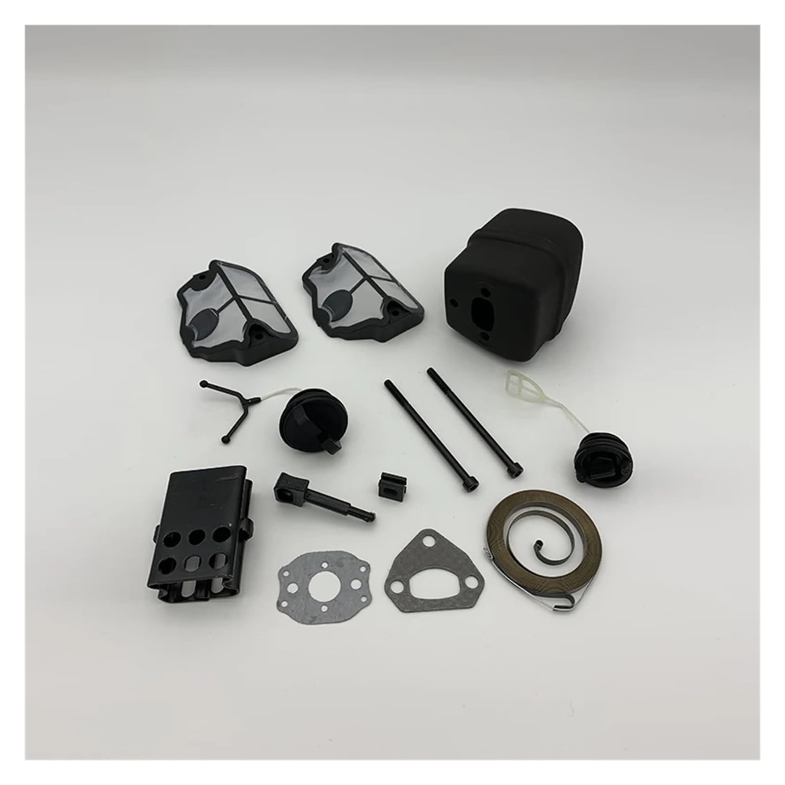 Apto para Husqvarna 137 142 137LE 142LE Recambios para motosierra de gas Perno de escape Filtro de aire Tapón de combustible Varilla del arrancador Polea de arranque