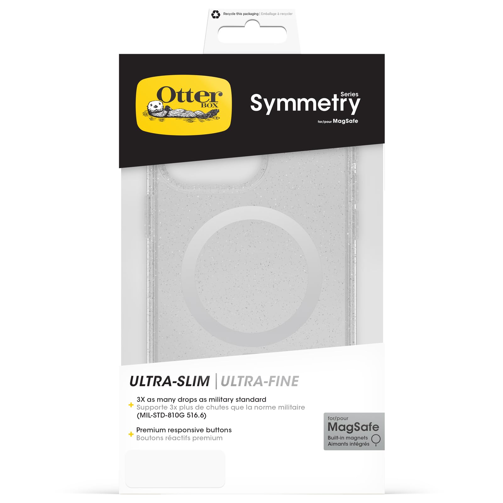 OtterBox Cover per iPhone 15 Pro Max Symmetry Clear per MagSafe,resistente a shock e cadute ;sottile,testata 3x norme MIL-STD 810G, Stardust