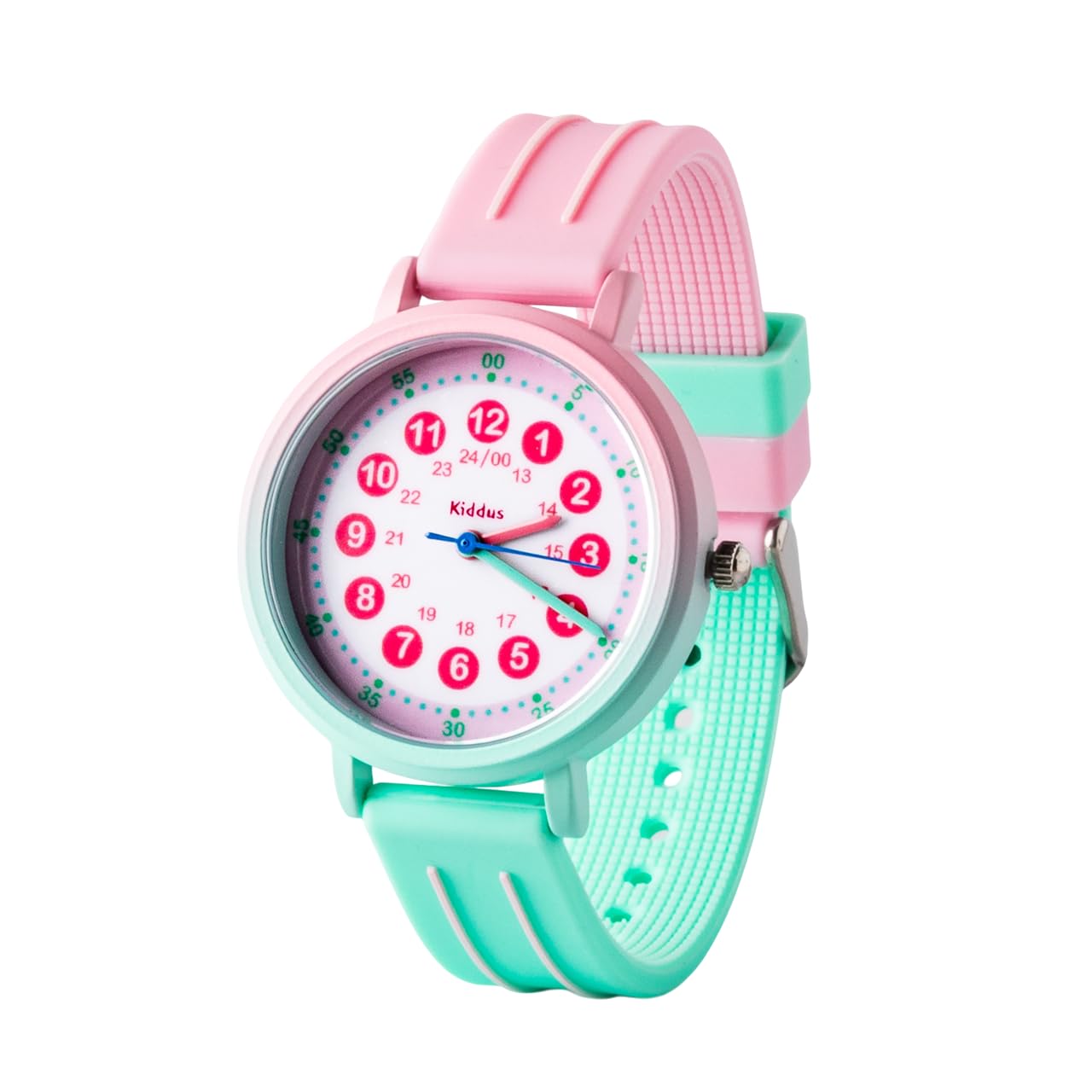 Kiddus Reloj de Aprendizaje para Niña, Reloj Educativo Infantil a Partir de 5 Años, Resistencia al Agua 5ATM, Niños Analógico para Aprender la Hora, Mecanismo Japonés
