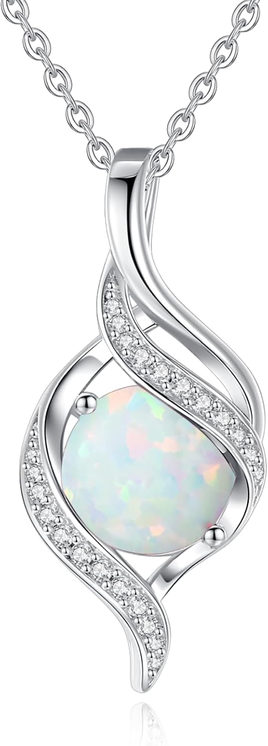 FANCIME Birthstone Necklace for Women Round Cubic Zirconia Necklace S925 Sterling Silver full Love Birthday Gifts for Mom Women