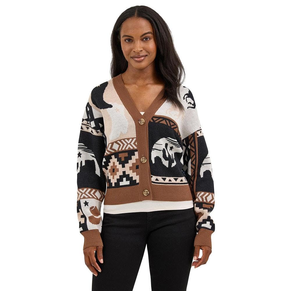 Wrangler Womens Retro Brown Sweater Cardigan
