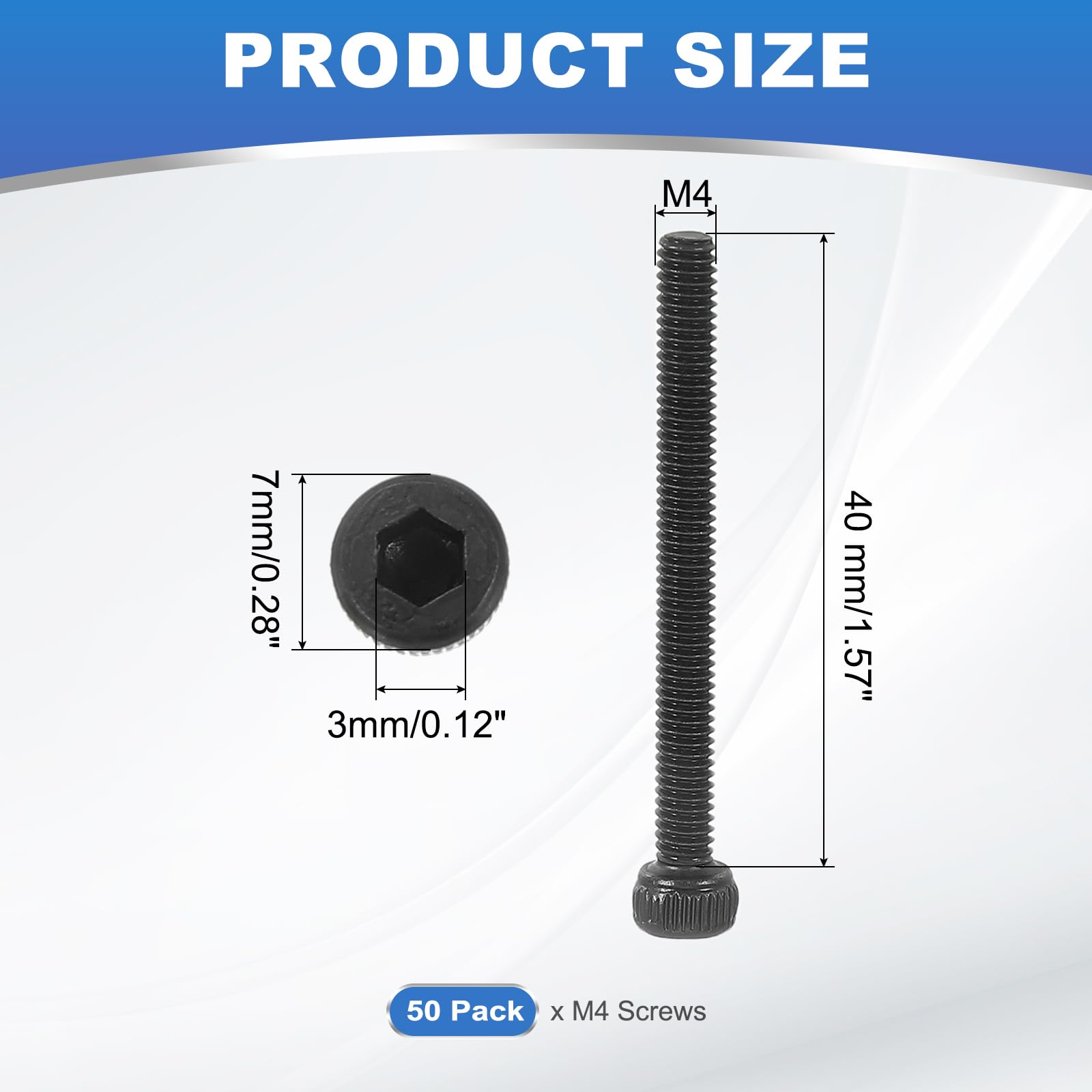 PATIKIL M4 x 40mm Hex Socket Head Screws Cap Bolt - Image 2