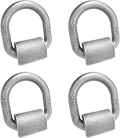 Vista 4 de Anillo en D de sujeción soldado, resistente, para remolque y camión, paquete de 4, anillo en D de 1/2 pulgada, con bolsillo para estaca, anillos