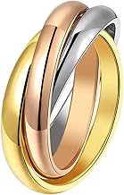 HIJONES Femme Acier Inoxydable 3 Couleur contrefil Spinner Bague, 3 en 1