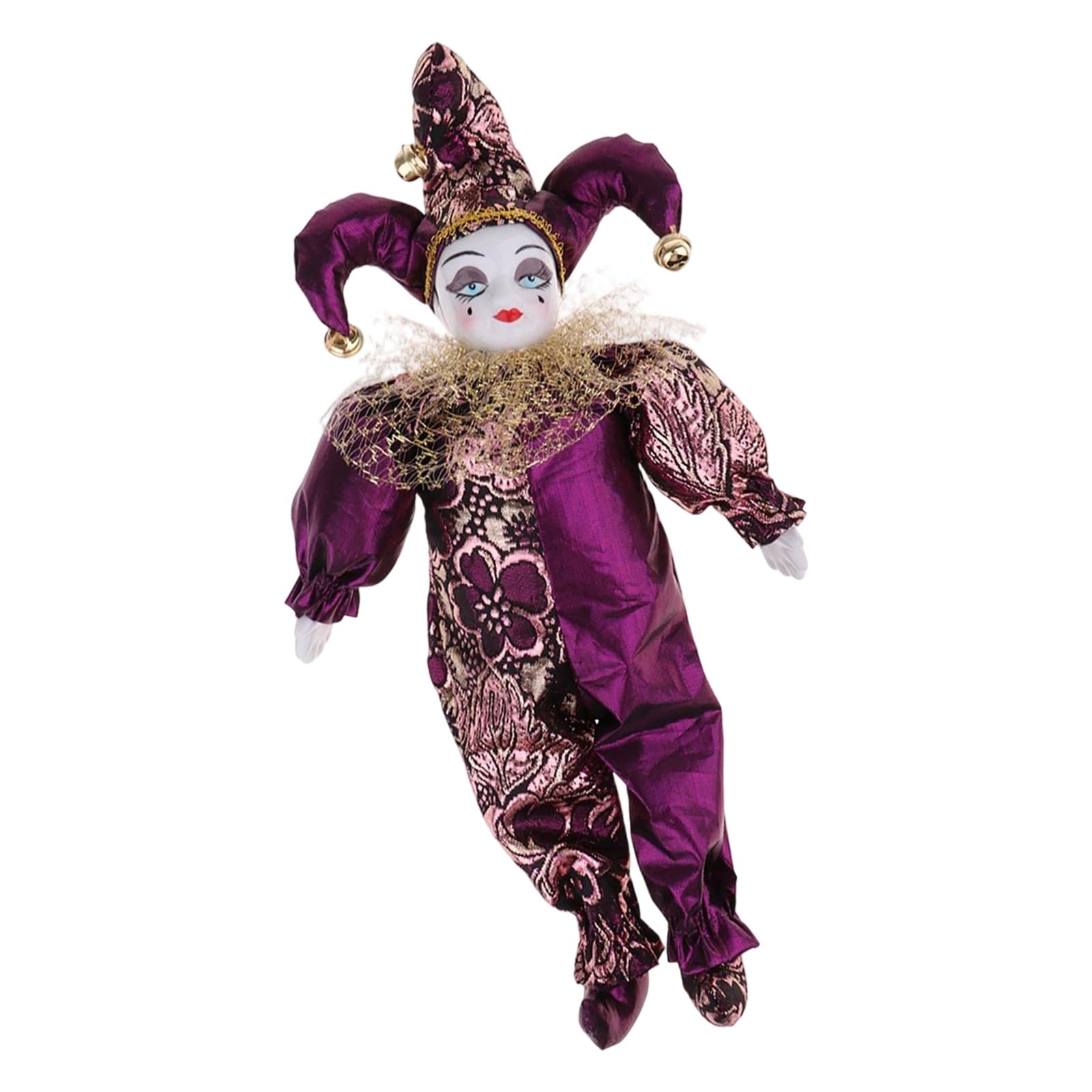 KAHDGSS Handcrafts Ceramic Clown Doll Figurine Poseable Figure Festival Home Decoration for Christmas Halloween Event Ceramic Doll for Collector
