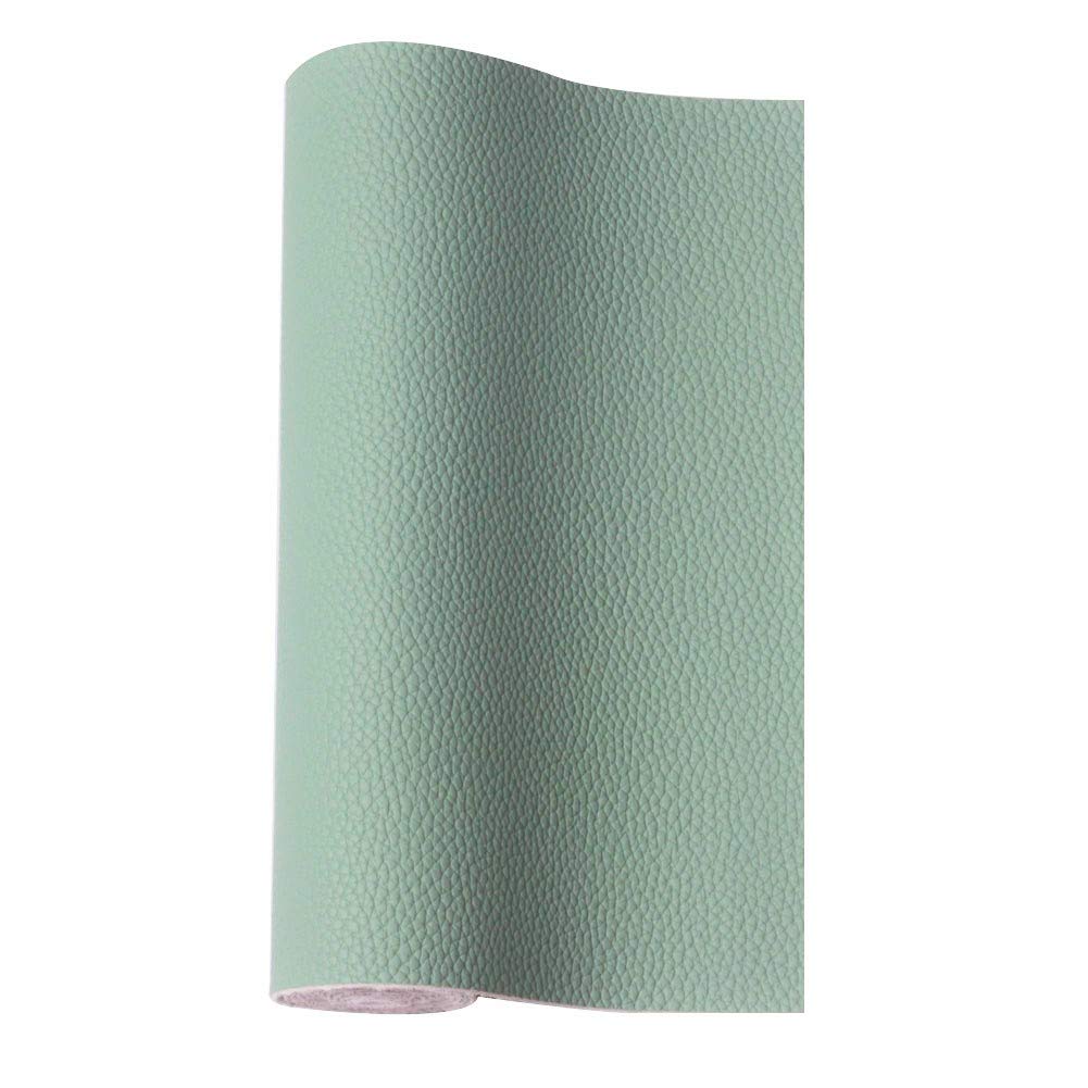 Meneng Solid PU Synthetic Leather Faux Litchi Pattern Leather Sheet 9" x 53" Perfect for Dressing Sewing Crafting DIY Projects (Green)