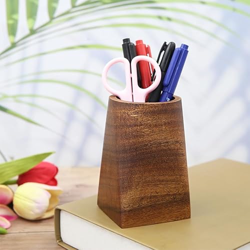 Miniatura 3 de Winterworm Portalápices de madera de nogal, contenedor de madera de nogal, portalápices, soporte para brochas de maquillaje, accesorios de