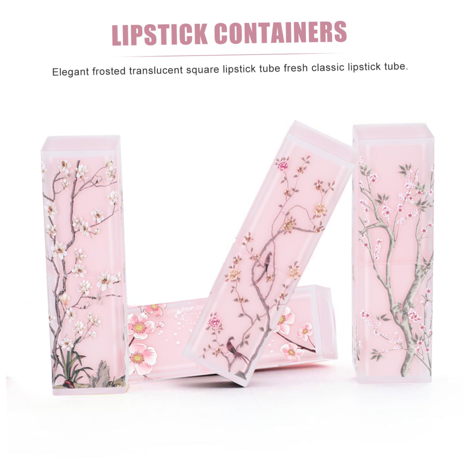 Tubo de Lápiz Labial Estilo Chino Abs Rosa 4 Piezas