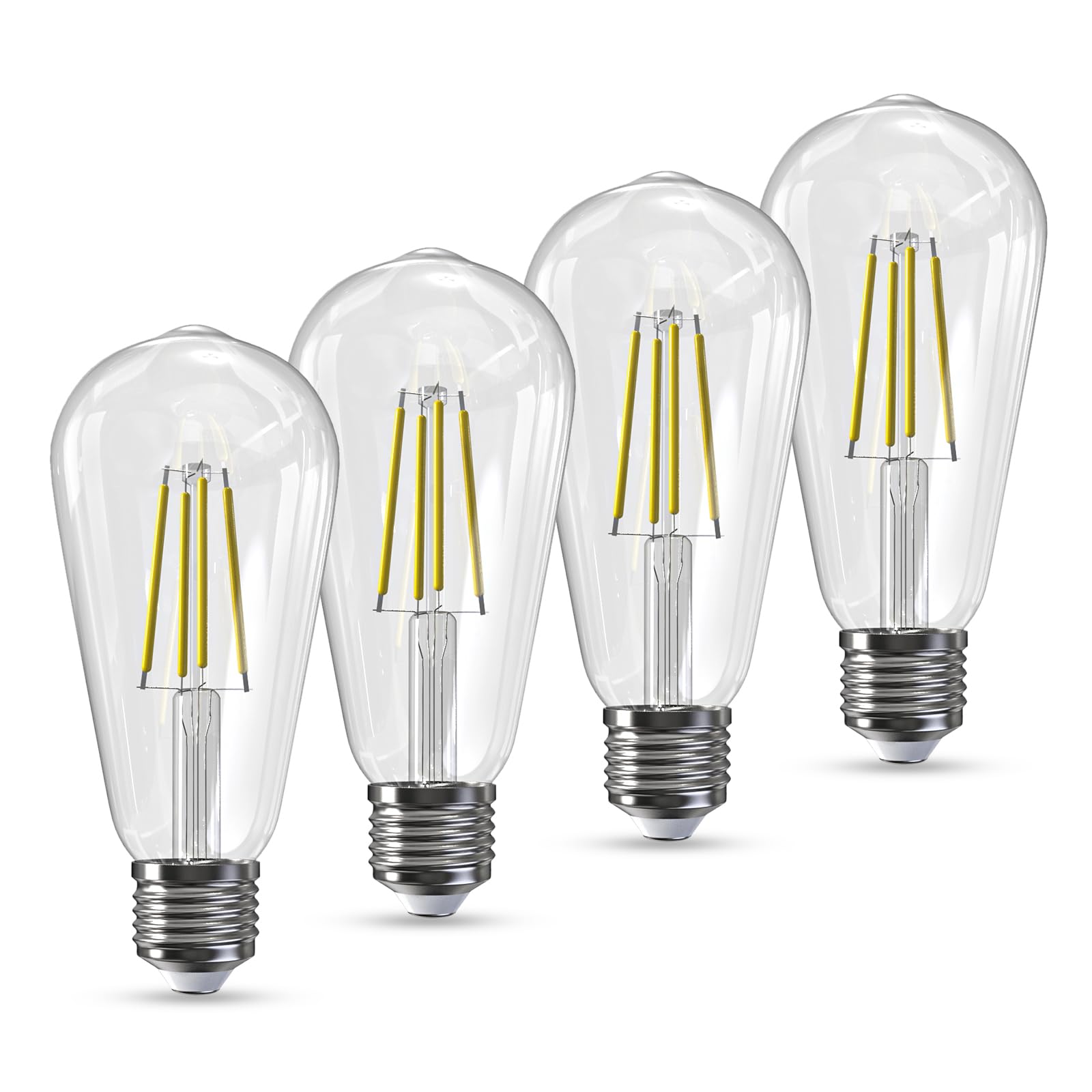 Jensense Edison Bulbs E26 LED Bulb 60 Watt Equivalent, Vintage LED Light Bulbs CRI90+ ST19, Dimmable Clear Light Bulbs (5000K Daylight, 7watt-4 Pack)