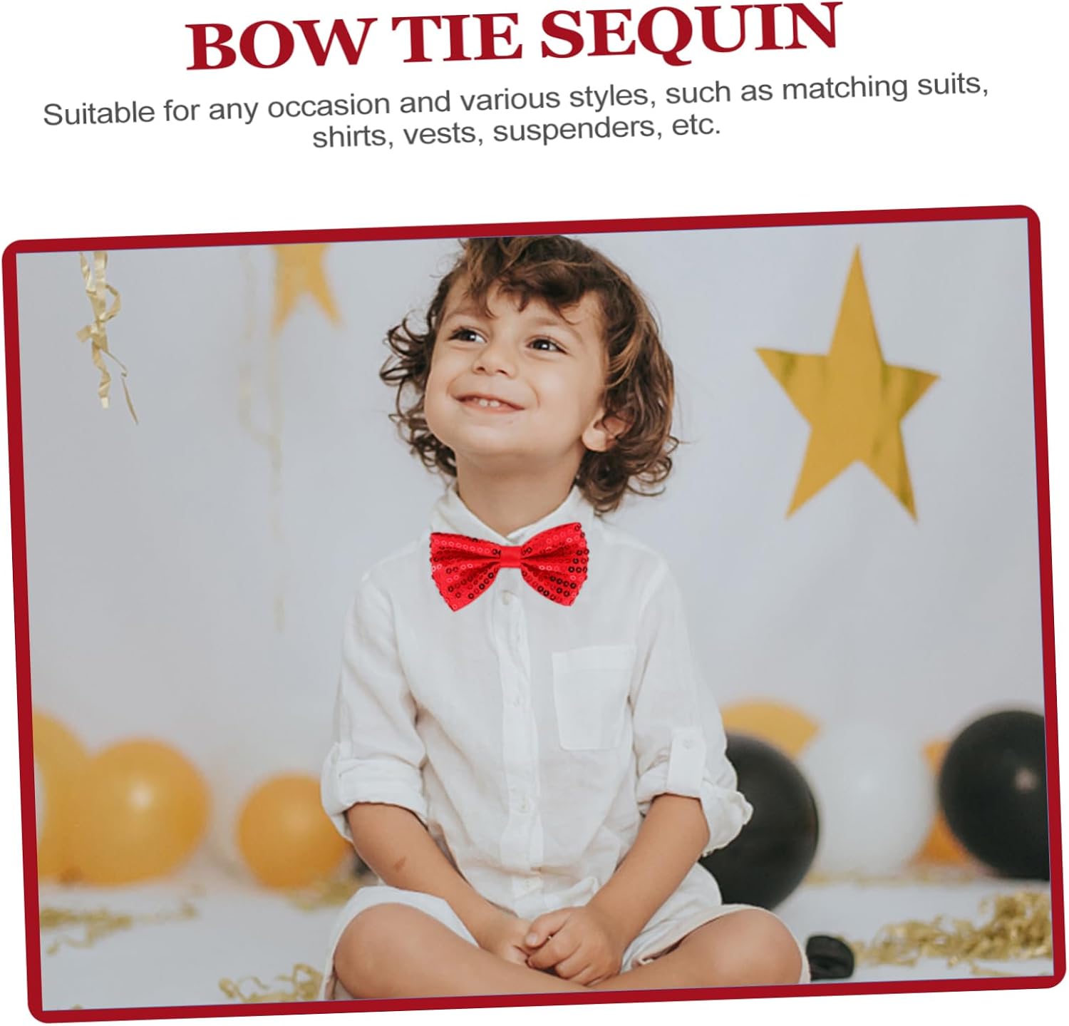 VILLCASE 5pcs Adjustable Boy Girl Sequin Bow Ties Glamorous Pre-tied Design for Stage Graduation Ceremonies Everyday Party Fashion