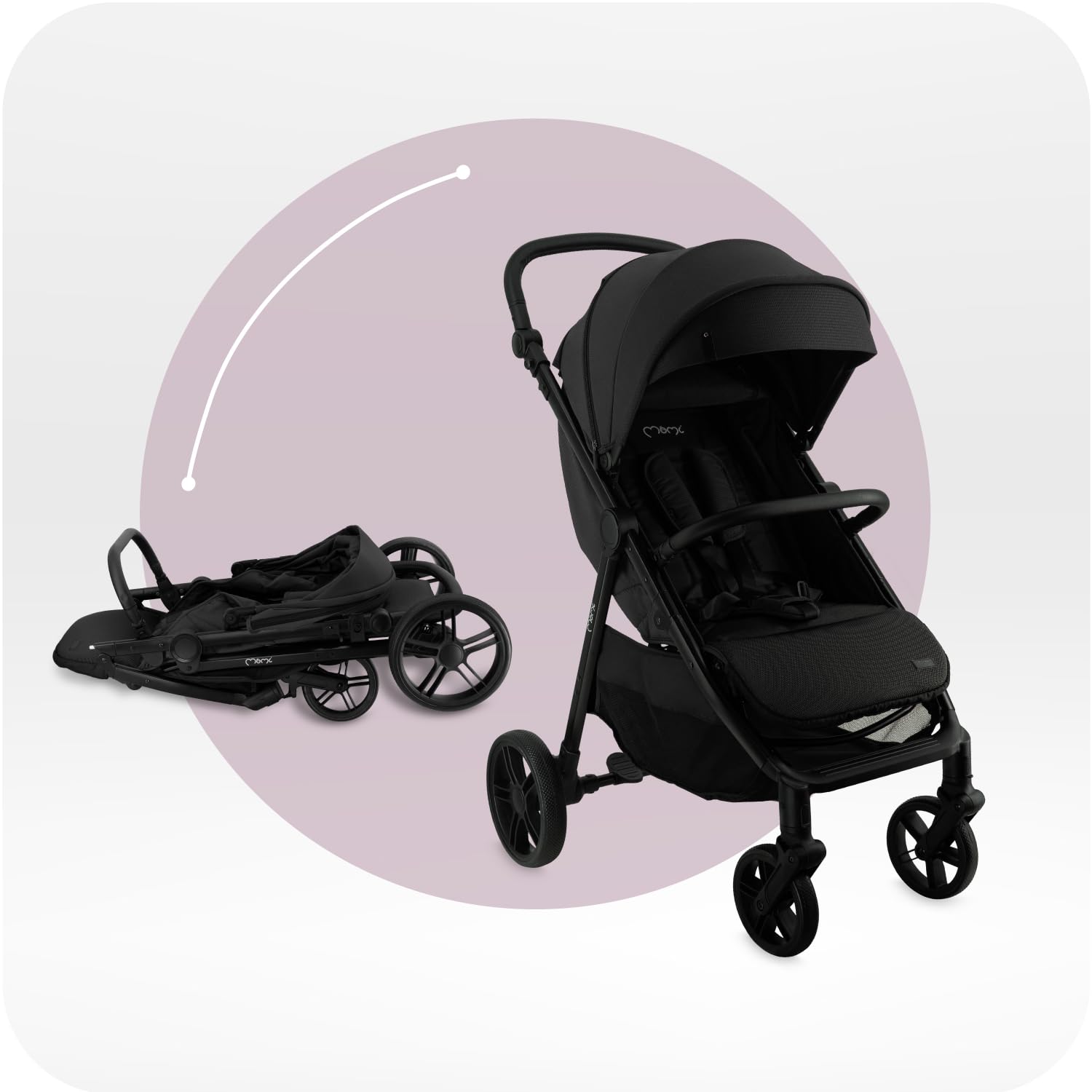 Silla de paseo MoMi CLARA a partir de 6 meses, hasta 22 kg de peso corporal, arnés de seguridad de 5 puntos, cubrepiernas, portavasos, cesta de compra, bolso, mosquitera, protector de lluvia