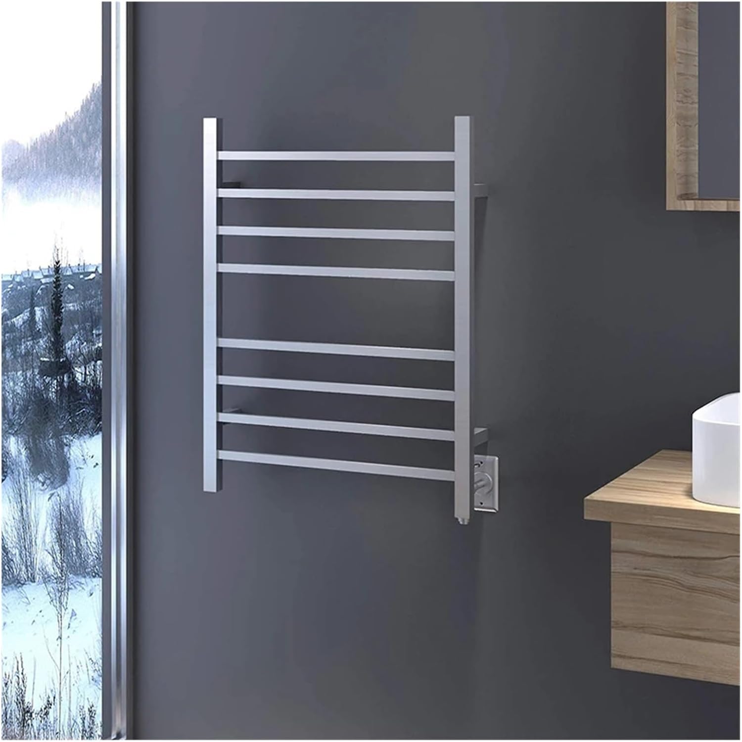 Electric Heated Towel Rack with Timer - Smart Wall-Mounted Bathroom Accessories, Fast Drying Towel Warmer, Space-Saving Design for Luxury Home Experience