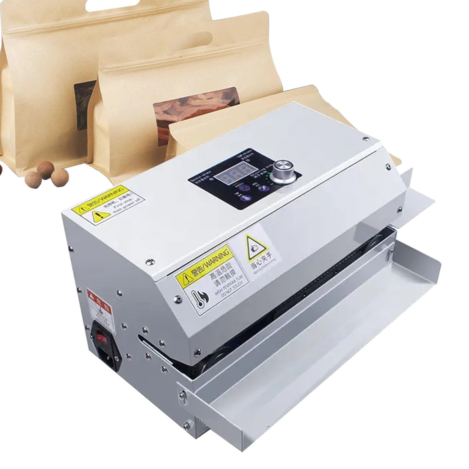 Sigillatrice automatica per sacchetti, sigillatrice termica di grado commerciale con controllo della temperatura digitale, Sigillante elettrico per sacchetti per snack da 300 W, sigillante a nastro