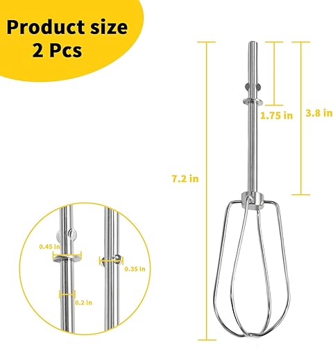 Miniatura 2 de Batidores de mano para KitchenAid, Turbo batidores compatibles con piezas W10490648, KHM2B, AP5644233, PS4082859 (paquete de 2)