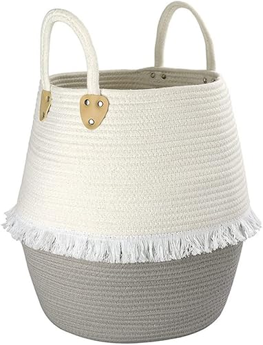 1 cesta tejida para cuarto de bebé, dormitorio, papelera variada, portátil, de algodón, práctica con cubos para el hogar, ropa de habitación,