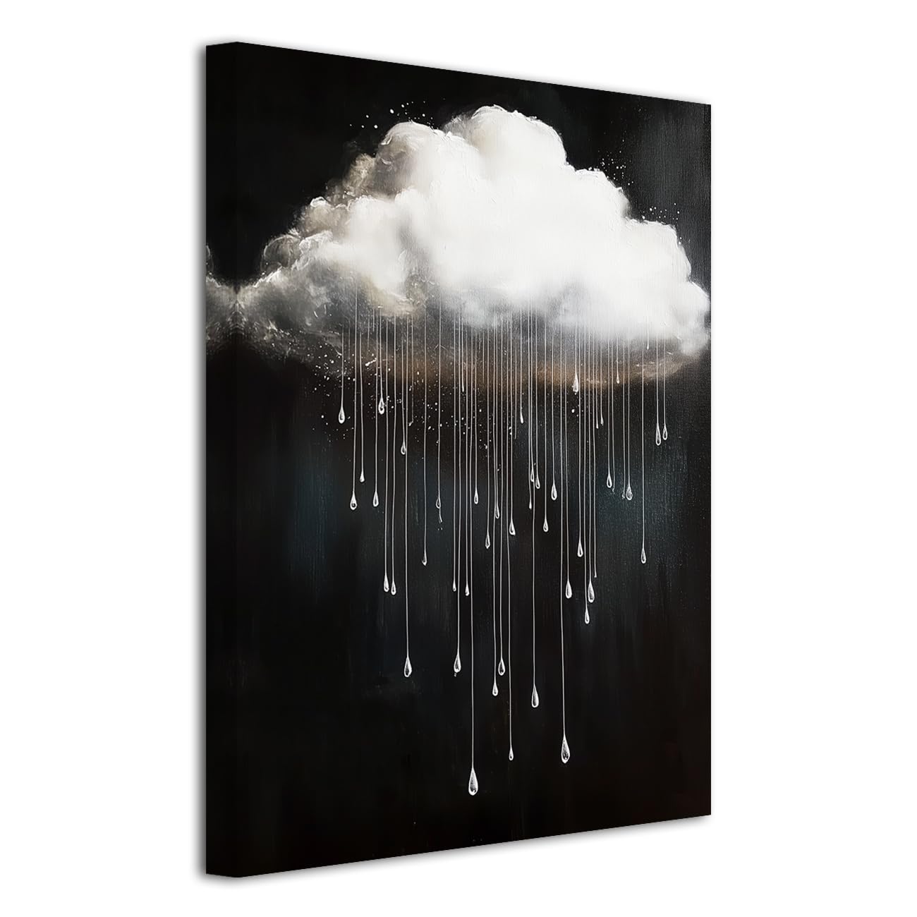 LZIMU Cloud Canvas Wall Art Moody Rain Clouds Pictures Vintage Rain Cloud Poster Prints Sky Landscape Painting for Bedroom Home Framed (Black, 36L x 24W)