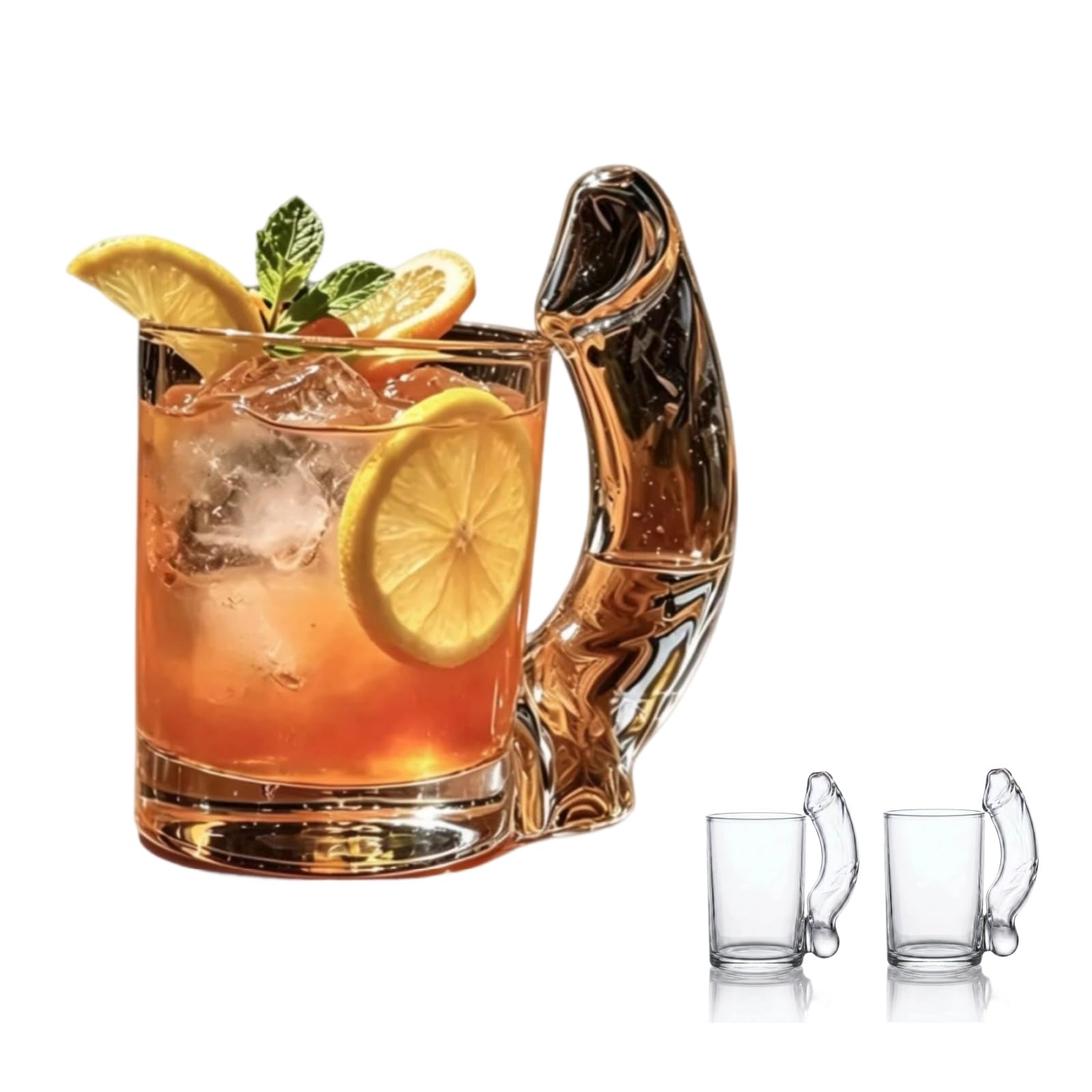 Novelty Glass Cup with Straw Handle, 2-in-1 Funny Beer Wine Glasses