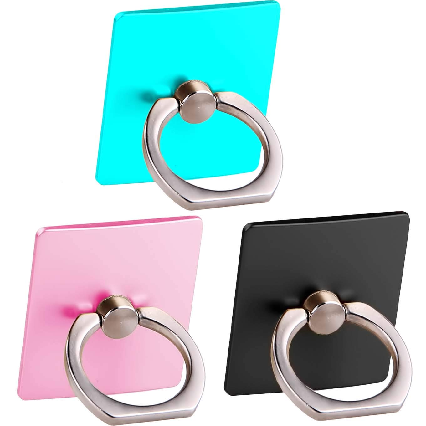 4-Pack Transparent Phone Ring Holders - 360° Rotating Finger Grip & Kickstand For All Phones