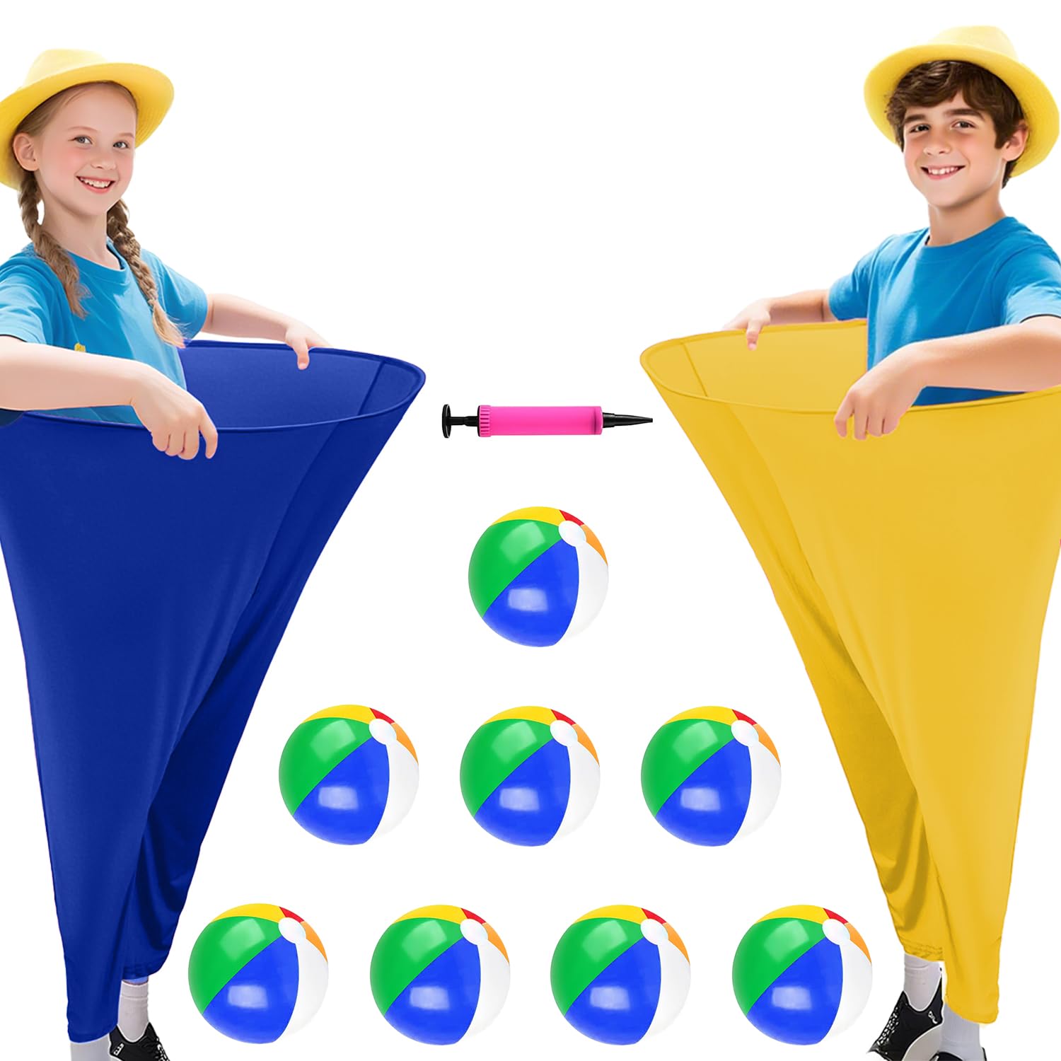 OMKSIH Granny Pants Yard Game Freaky Party Games Pants with 8 Bouncy Balls and 1 Air Pump Granny Pants Games Oversized Granny Pants Outdoor Games for Family Backyard Party Games