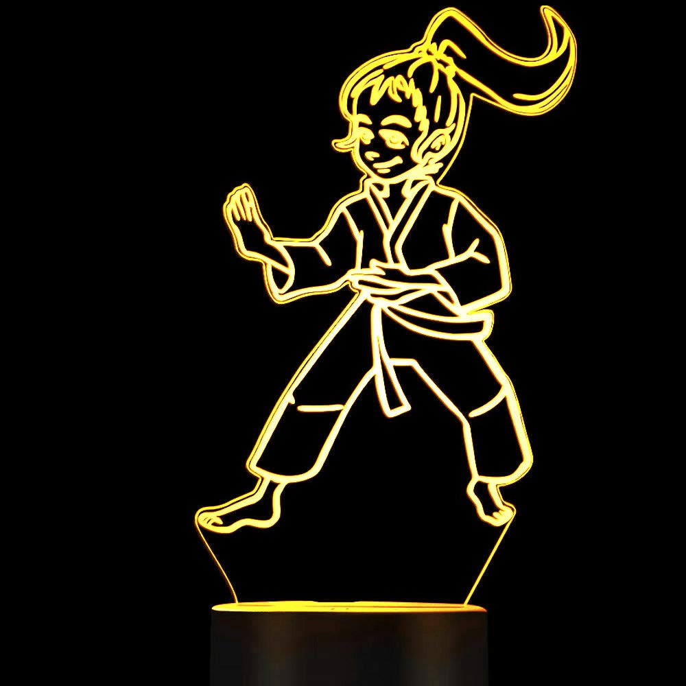 Nastrojowe światło 3D karate, 7 kolorów, przełącznik dotykowy, USB, lampa stołowa na biurko, lampa LED do domu, na imprezę, prezent urodzinowy